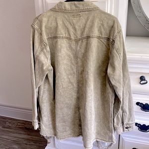 Olive Distressed Jean Shirt/Jacket Shacket Worn Once